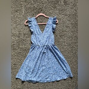 Blue Floral Sleeveless Dress